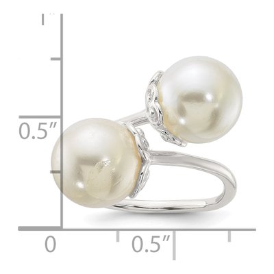 Sterling Silver Simulated Pearl Ring – view 5