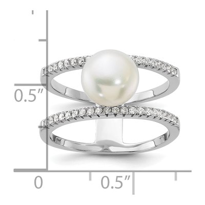 Sterling Silver Freshwater Cultured Pearl & CZ Ring – view 5
