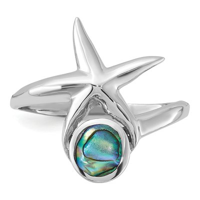 Sterling Silver Abalone Starfish Ring – view 4