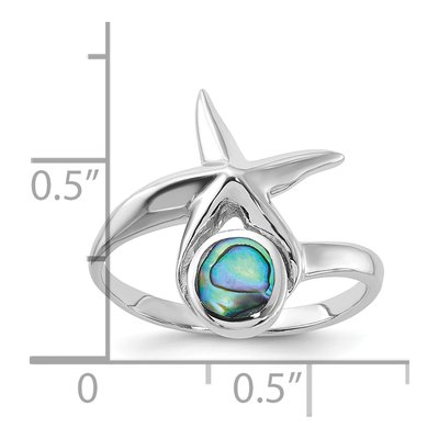 Sterling Silver Abalone Starfish Ring – view 5