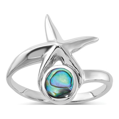 Sterling Silver Abalone Starfish Ring