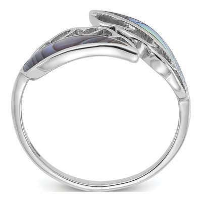 Sterling Silver Abalone Bypass Leaf Ring – view 2