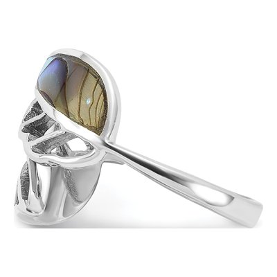 Sterling Silver Abalone Bypass Leaf Ring – view 3