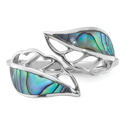 Sterling Silver Abalone Bypass Leaf Ring – view 4
