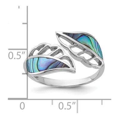 Sterling Silver Abalone Bypass Leaf Ring – view 5