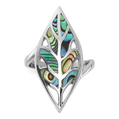 Sterling Silver Abalone Leaf Ring – view 4
