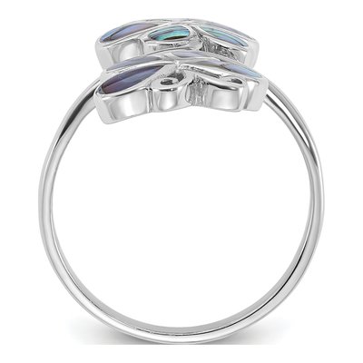 Sterling Silver Abalone Double Butterfly Ring – view 2