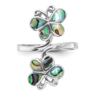 Sterling Silver Abalone Double Butterfly Ring – view 4