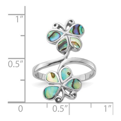 Sterling Silver Abalone Double Butterfly Ring – view 5