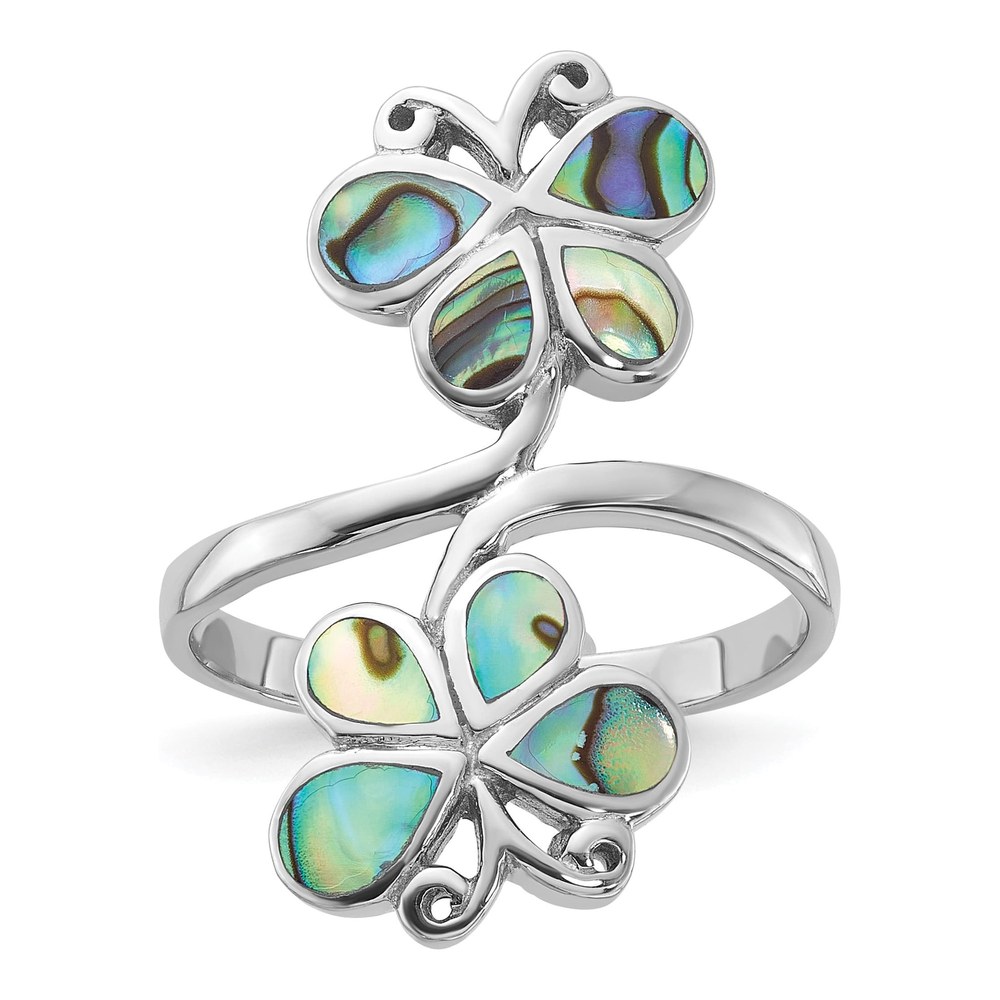 Sterling Silver Abalone Double Butterfly Ring
