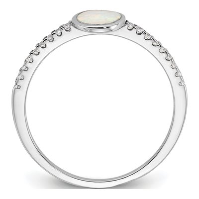 Sterling Silver Lab-Created Opal & CZ Ring – view 3
