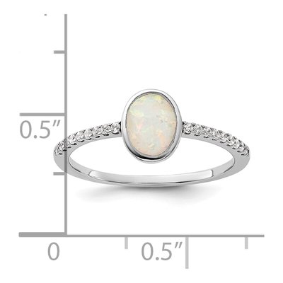 Sterling Silver Lab-Created Opal & CZ Ring – view 6