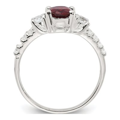 Sterling Silver Garnet & CZ Oval Ring – view 3