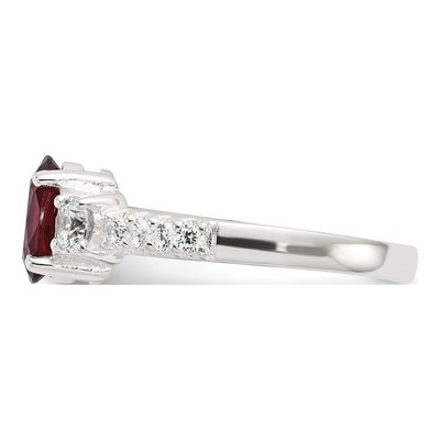 Sterling Silver Garnet & CZ Oval Ring – view 4