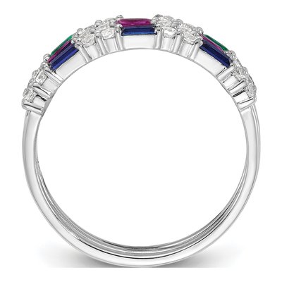 Sterling Silver 3-Ring Set with Multi-Color CZ – view 3