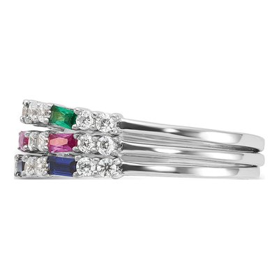 Sterling Silver 3-Ring Set with Multi-Color CZ – view 4