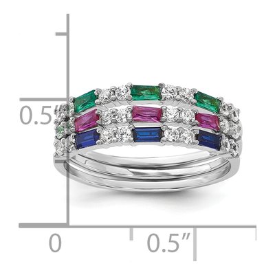 Sterling Silver 3-Ring Set with Multi-Color CZ – view 6