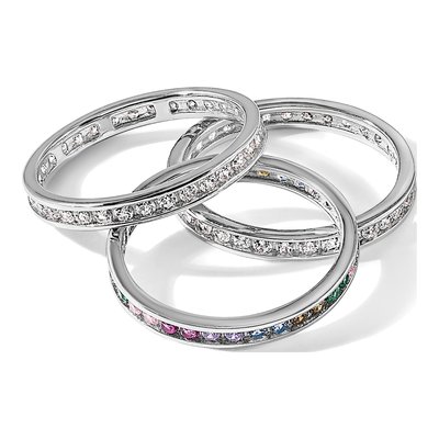 Sterling Silver Multi-Color CZ 3 Band Ring Set – view 7