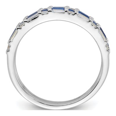 Sterling Silver Blue & White CZ 3-Ring Set – view 3