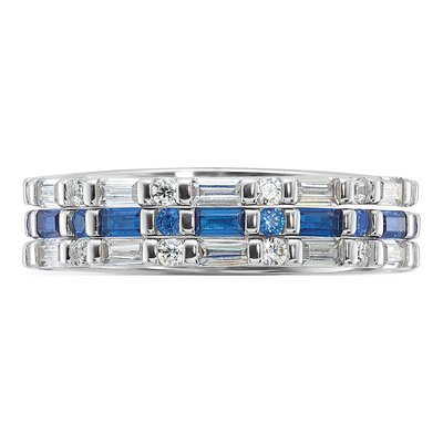 Sterling Silver Blue & White CZ 3-Ring Set – view 5