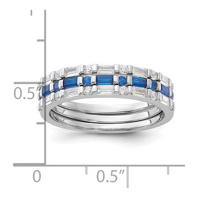 Sterling Silver Blue & White CZ 3-Ring Set – view 6