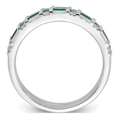 Sterling Silver Green & White CZ 3-Ring Set – view 3