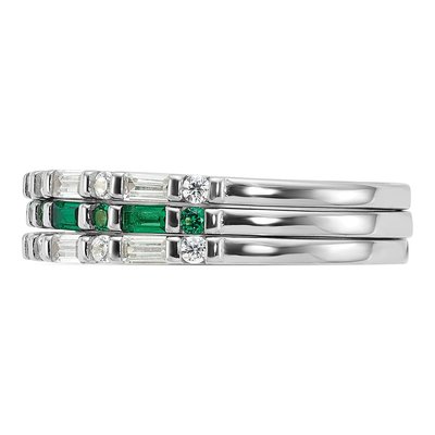 Sterling Silver Green & White CZ 3-Ring Set – view 4
