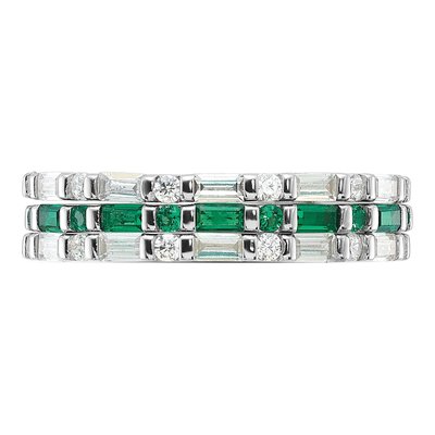 Sterling Silver Green & White CZ 3-Ring Set – view 5