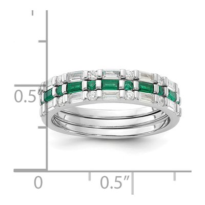 Sterling Silver Green & White CZ 3-Ring Set – view 6