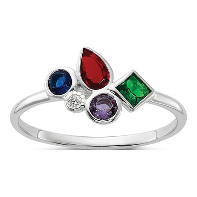 Sterling Silver CZ Multi-Color Ring