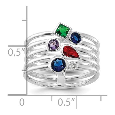 Sterling Silver CZ Multi-Color Statement Ring – view 6