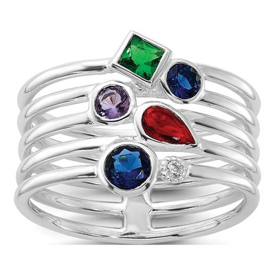 Sterling Silver CZ Multi-Color Statement Ring