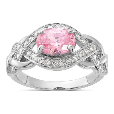 Sterling Silver CZ Braided Ring