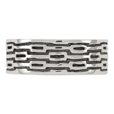 Men's Sterling Silver 9mm Oxidized Patterned Band – view 4