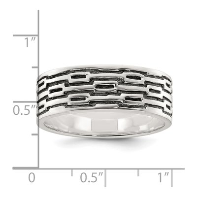 Men's Sterling Silver 9mm Oxidized Patterned Band – view 5