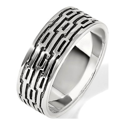 Men's Sterling Silver 9mm Oxidized Patterned Band – view 7