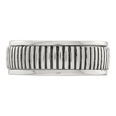 Men's Sterling Silver Oxidized Patterned Ring – view 4