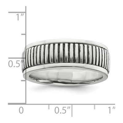 Men's Sterling Silver Oxidized Patterned Ring – view 5
