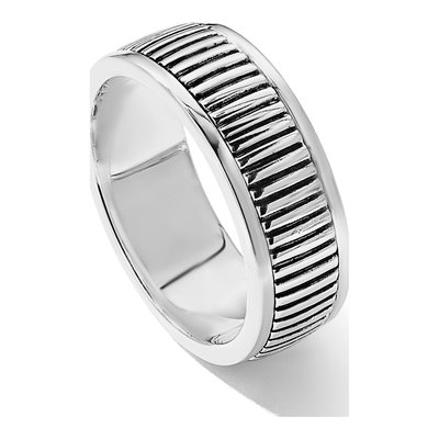 Men's Sterling Silver Oxidized Patterned Ring – view 7