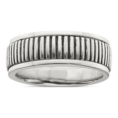 Men's Sterling Silver Oxidized Patterned Ring