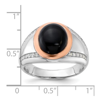 Men's Sterling Silver Onyx & CZ Ring – view 6
