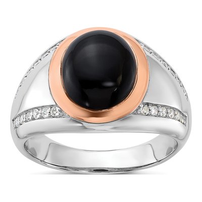 Men's Sterling Silver Onyx & CZ Ring