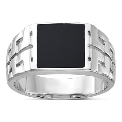 Men's Sterling Silver Onyx Ring