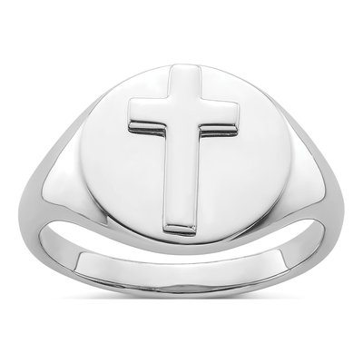 Men's Sterling Silver Cross Signet Ring