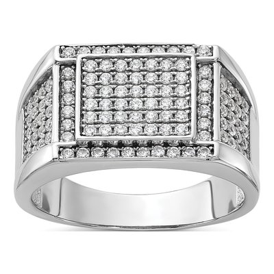 Men's Sterling Silver CZ Signet Ring