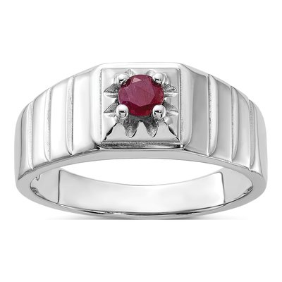 Men's Sterling Silver Ruby Natural Ring