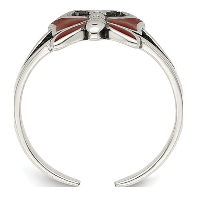Sterling Silver Red Enamel Butterfly Toe Ring – view 3
