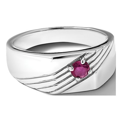 Men's Sterling Silver Ruby Signet Ring – view 8