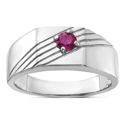 Men's Sterling Silver Ruby Signet Ring