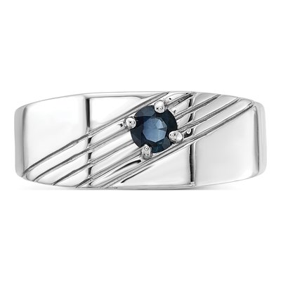 Men's Sterling Silver Sapphire Signet Ring – view 4